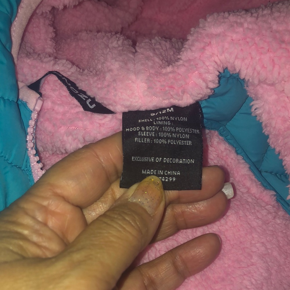 This new for a young child for girl never used it’s fleece inside